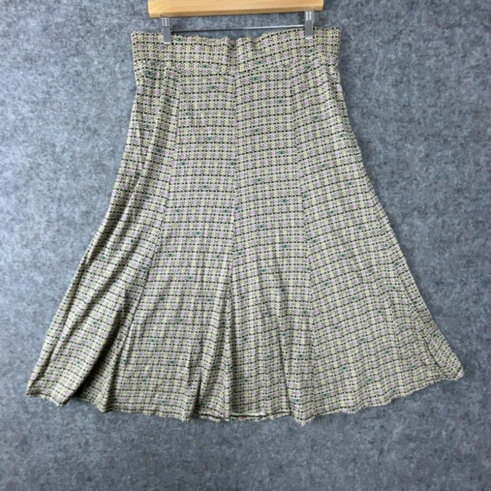 Streetscape Skirt Womens XL Beige Black Purple Geometric Flared Academia School